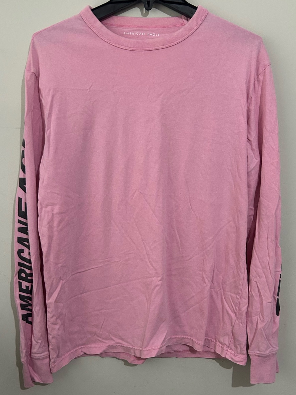 American Eagle Long-Sleeve Pink Crew Tee, Size Medium
